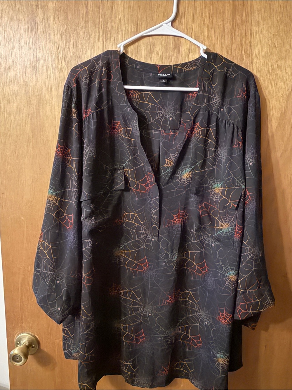 torrid Black Harper Blouse Top with Multicolor Spiderweb Print Halloween